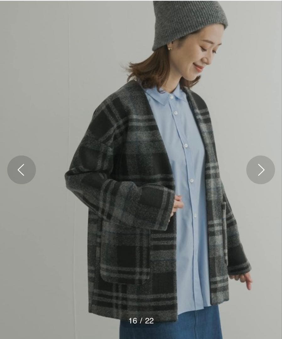 コート アウター スライバーガウンコート　チェック柄