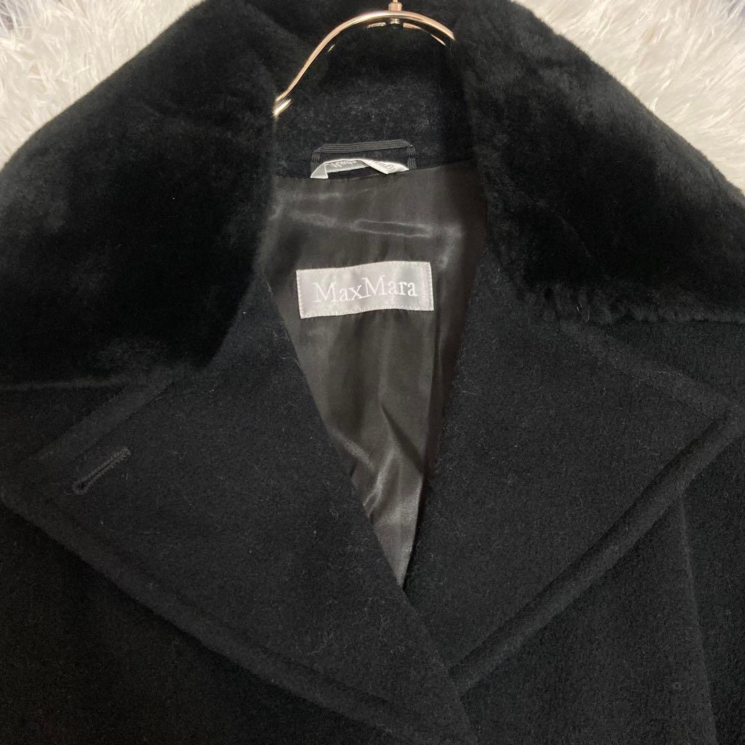 MaxMara ロングコート ブラック 40 ベルト キレイめ オフィス 上品