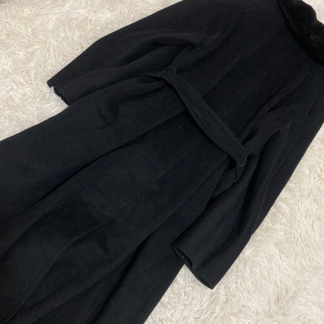 MaxMara ロングコート ブラック 40 ベルト キレイめ オフィス 上品