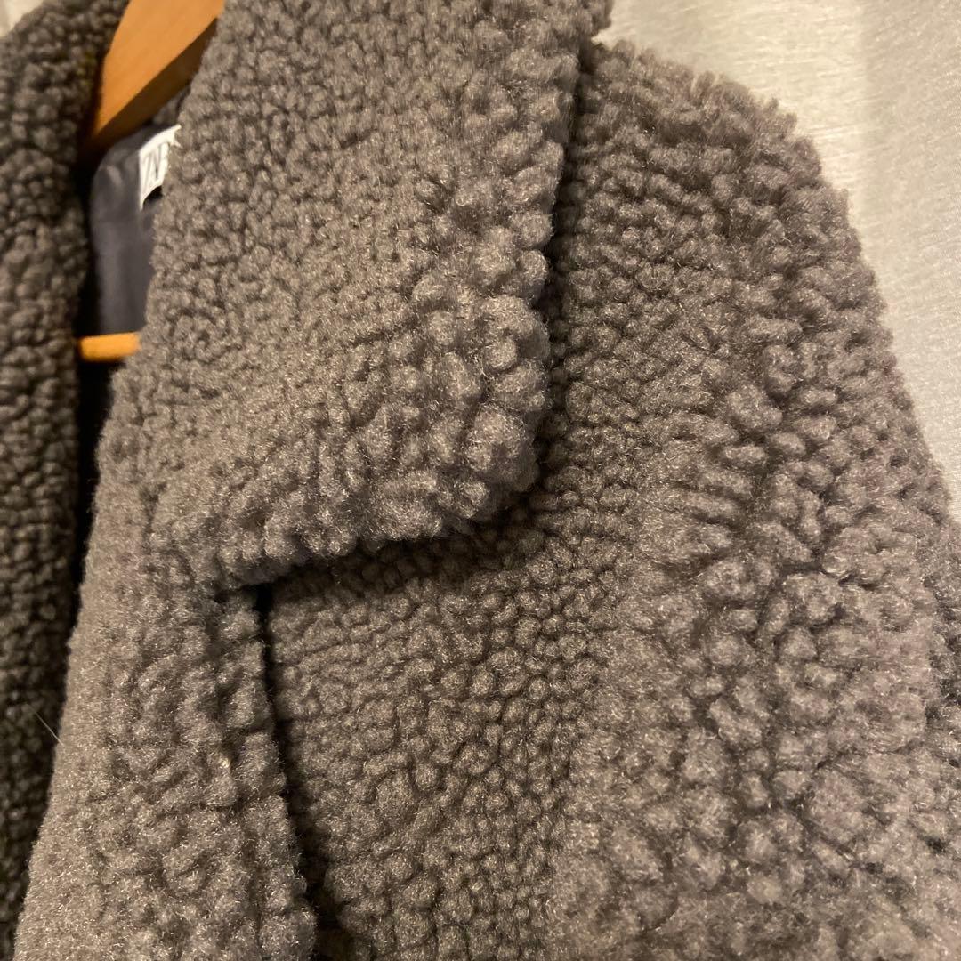 ZARA ダブルブレスト　テディベア　ボアコート ロング　グレー
