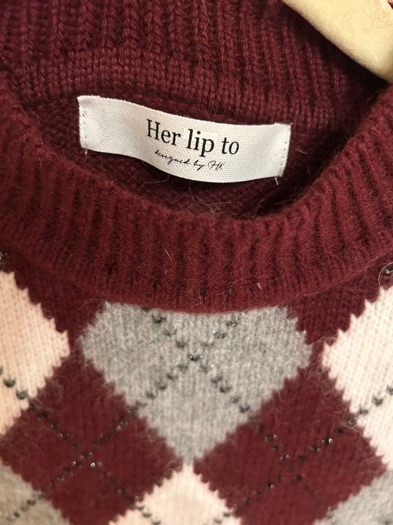 ワンピース Moor Argyle Ribbon Knit Dress herlipto