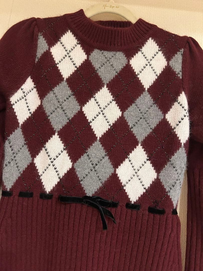 ワンピース Moor Argyle Ribbon Knit Dress herlipto