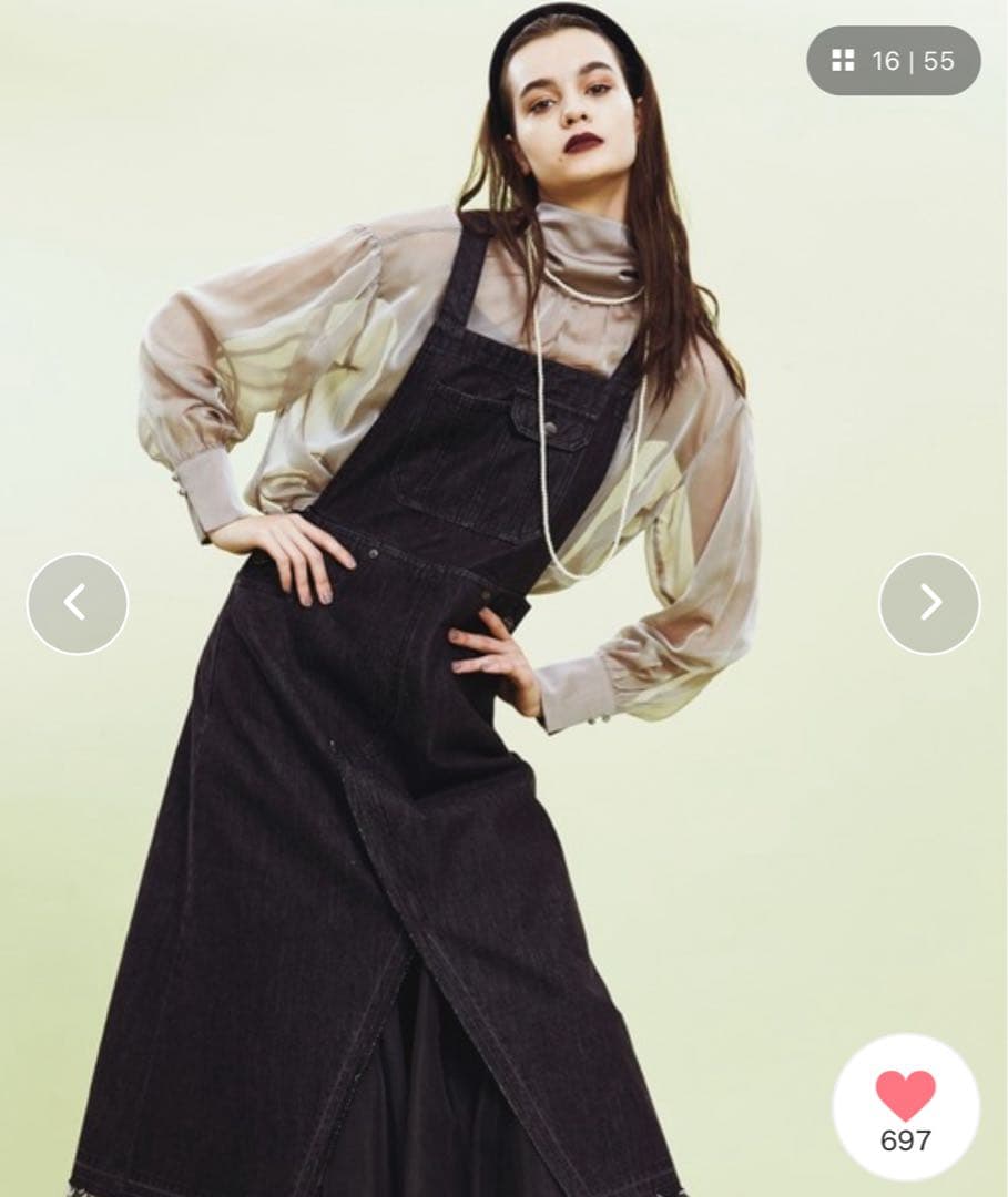 ▼人気完売品✨ラベルエチュード ベルヴィンテージ チュールドッキングデニムサロペ