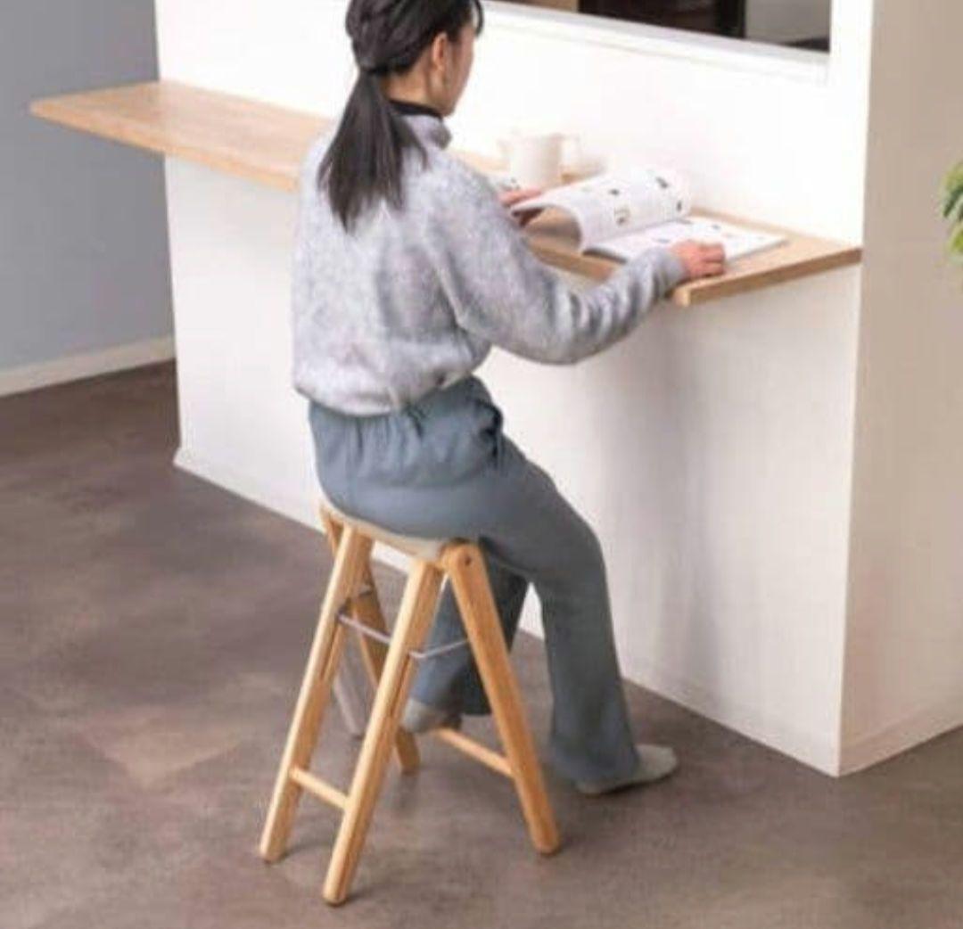 木製折りたたみスツール 布クッション付き