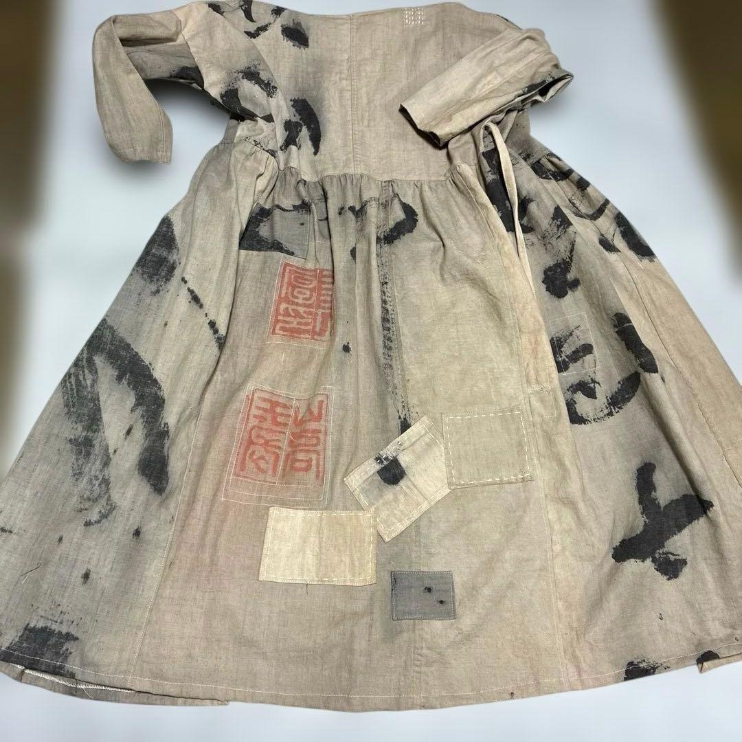 古布襤褸神社奉納旗のカシュクールワンピース