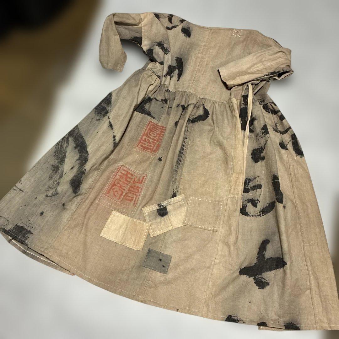 古布襤褸神社奉納旗のカシュクールワンピース