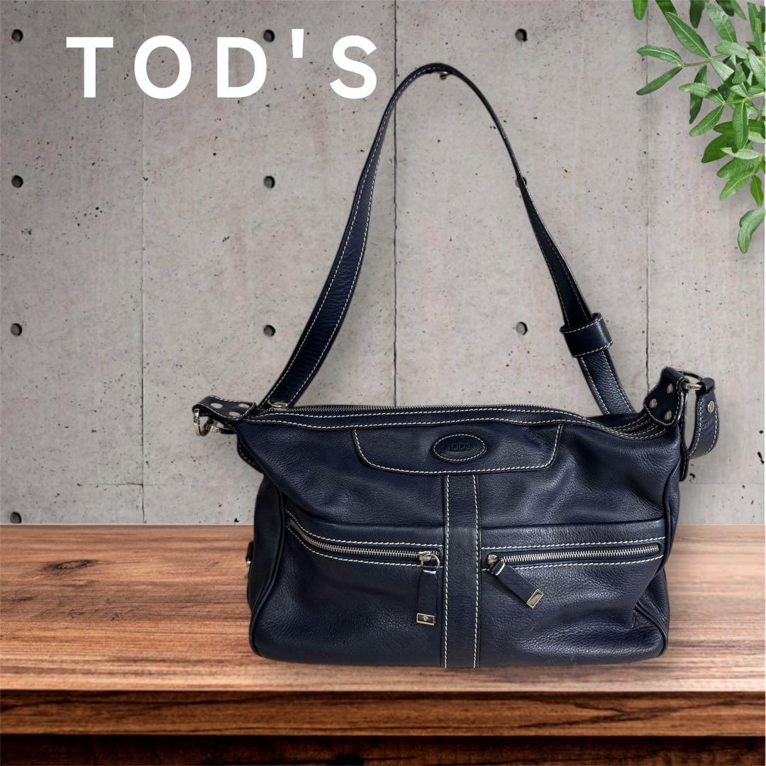 ★TOD'S ★ ネイビー レザー ショルダーバッグ