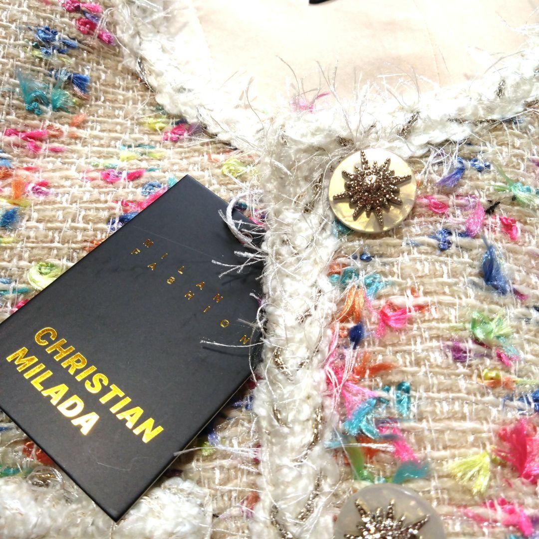 新品CHRISTIAN MILADA カラフルツイードジャケット上質ウール80%