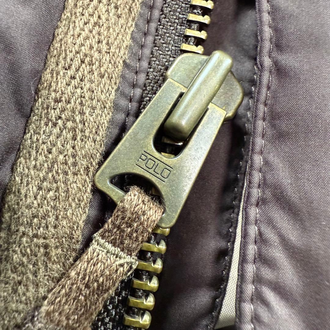 美品 ポロ・ラルフ・ローレン ダウンベスト ブラウン 2way フード M