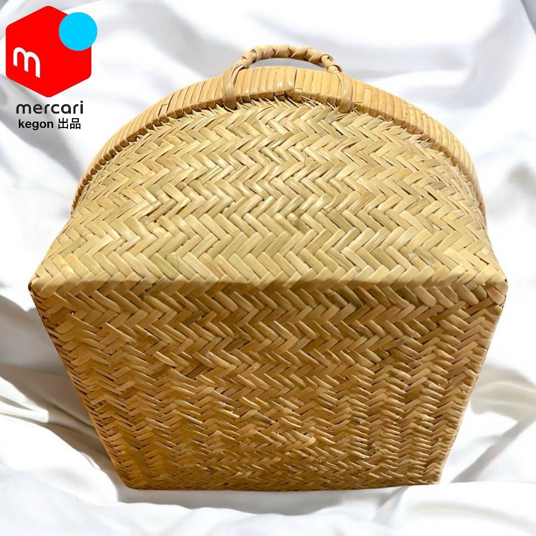 【新着新品一点物 特選品】鳥越竹細工 すず竹 二重編み（合わせ編み）手付きおぼけ