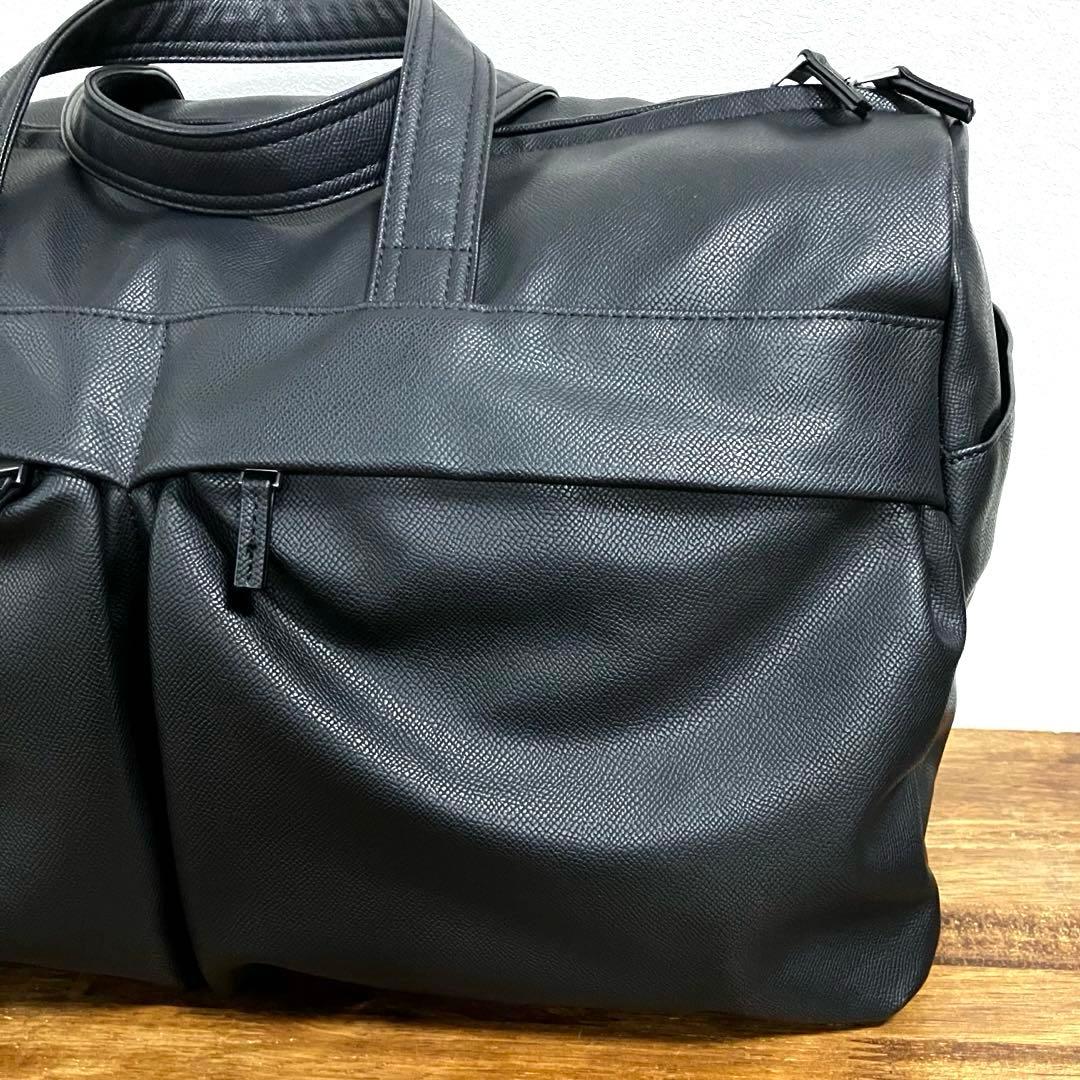 【ZARA】ザラ2way仕様 ボストンバッグ 大容量 合成皮革 ブラック 旅行用