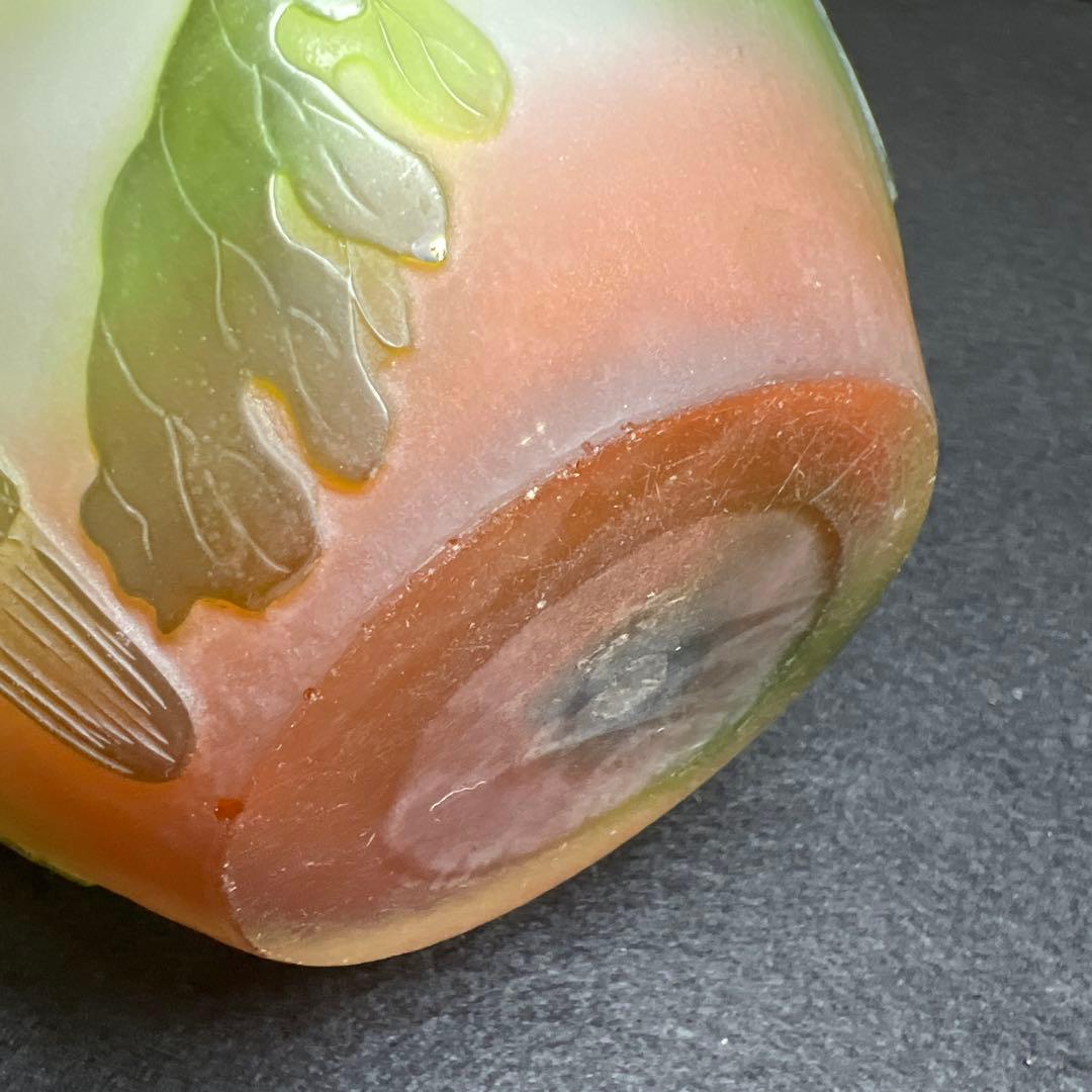 エミール・ガレ　第二期工房酸化腐食彫花入　木箱　幅約14㎝東Y8-0130☆1F