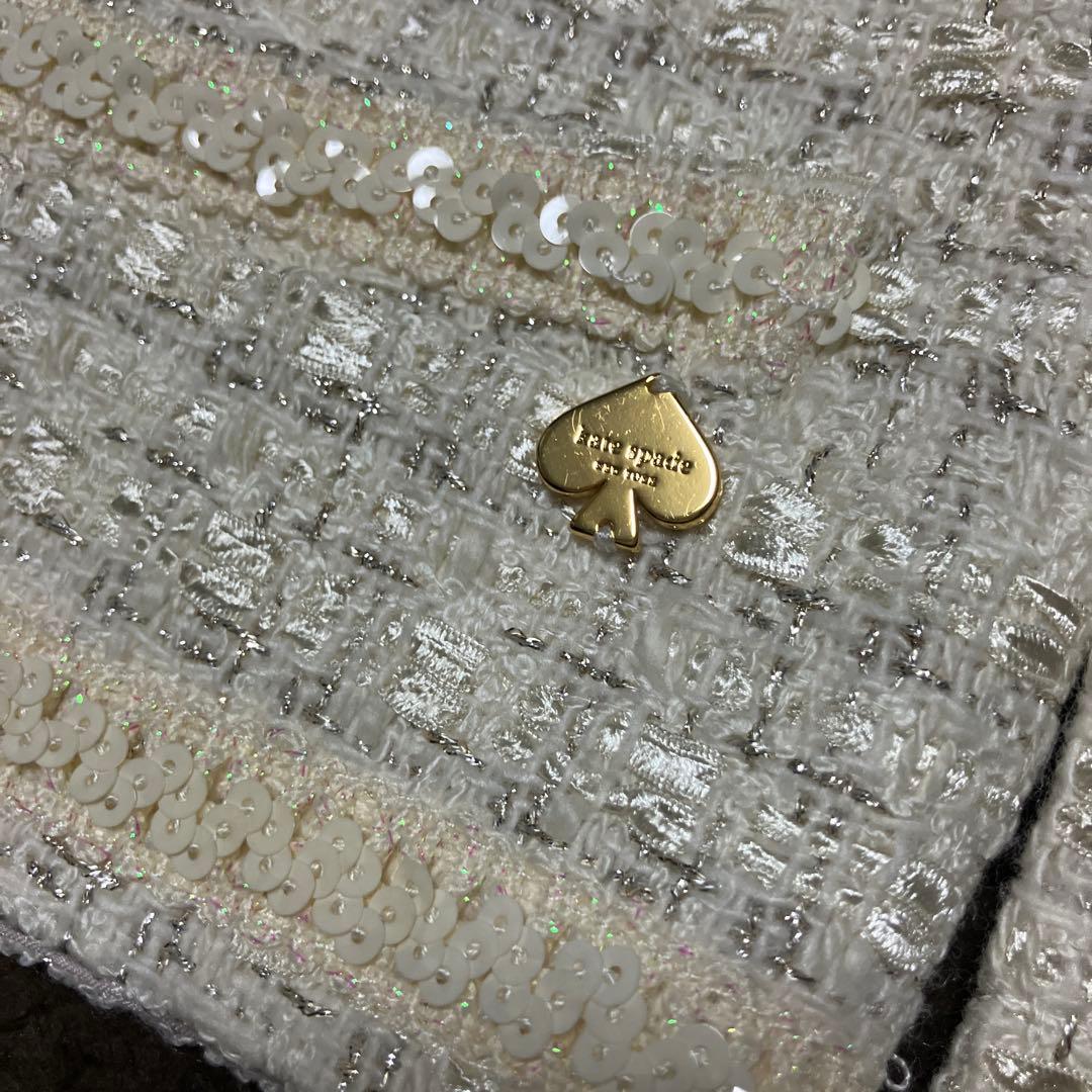 ケイトスペード120入学式ジャケットミックスツィードオフホワイトボレロ