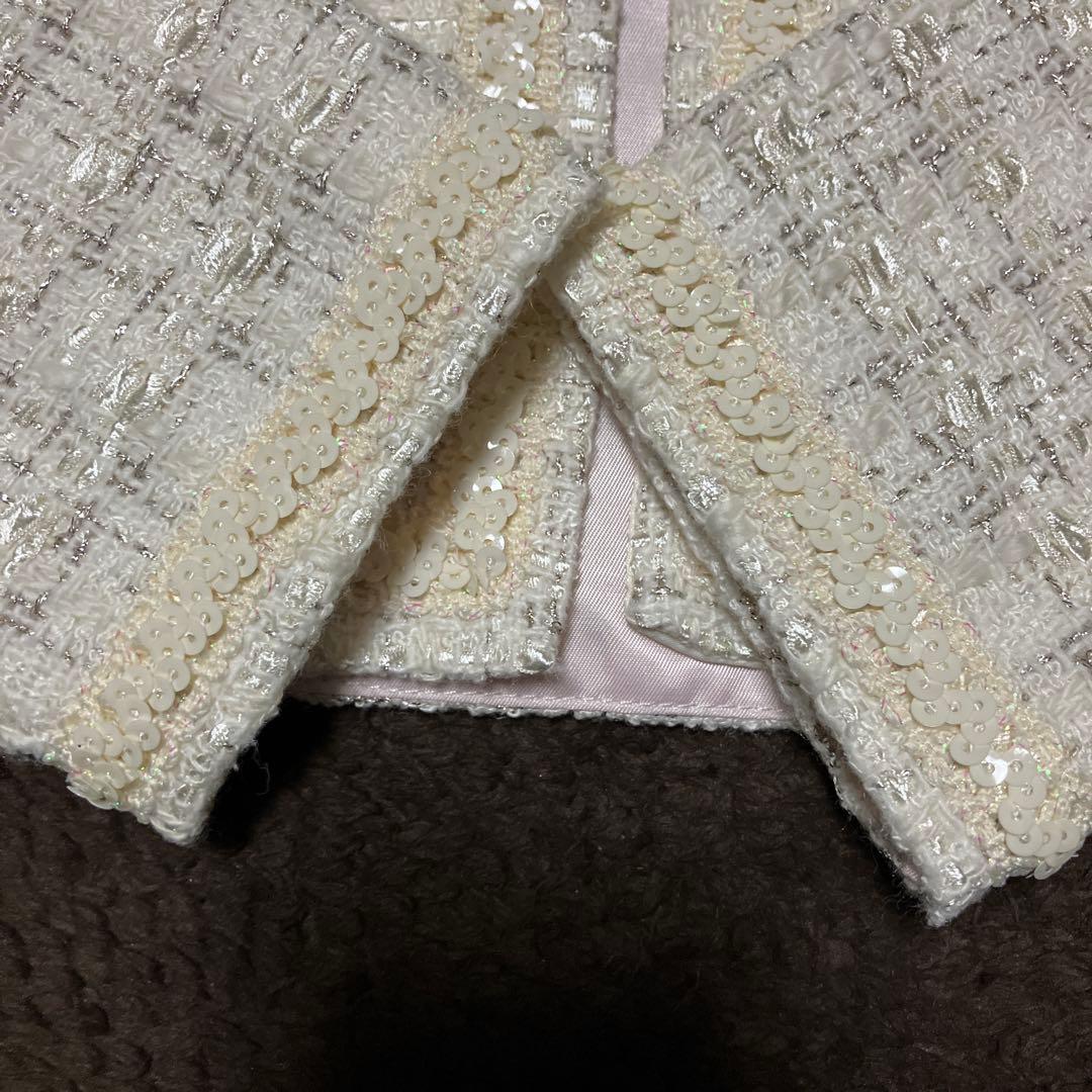 ケイトスペード120入学式ジャケットミックスツィードオフホワイトボレロ