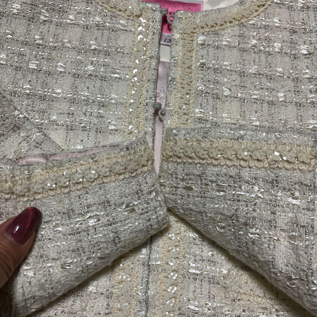 ケイトスペード120入学式ジャケットミックスツィードオフホワイトボレロ