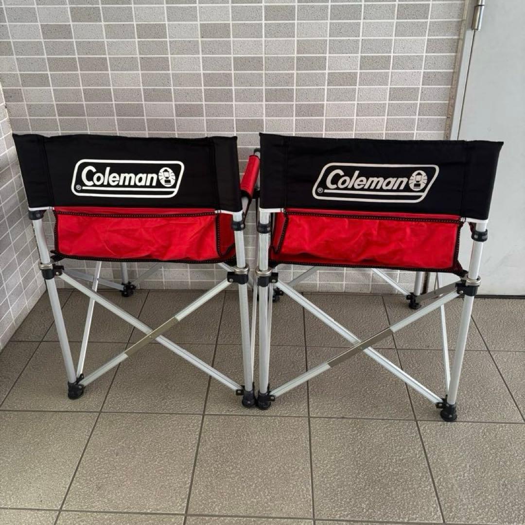コールマン　スリムキャプテンチェア　レッド／ブラック　4脚セット