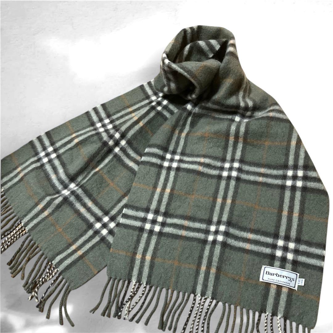 希少⭐️Burberrys ピュアカシミヤ100 マフラー ノバチェック カーキ