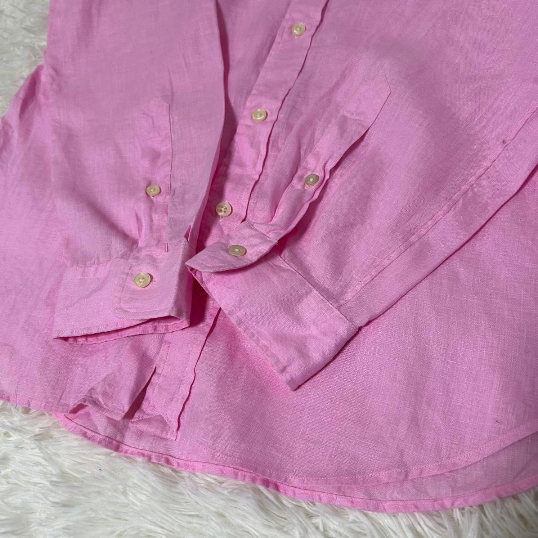 【美品】ポロ ラルフローレン ピンク 長袖 リネンシャツ サイズ オーバーサイズ