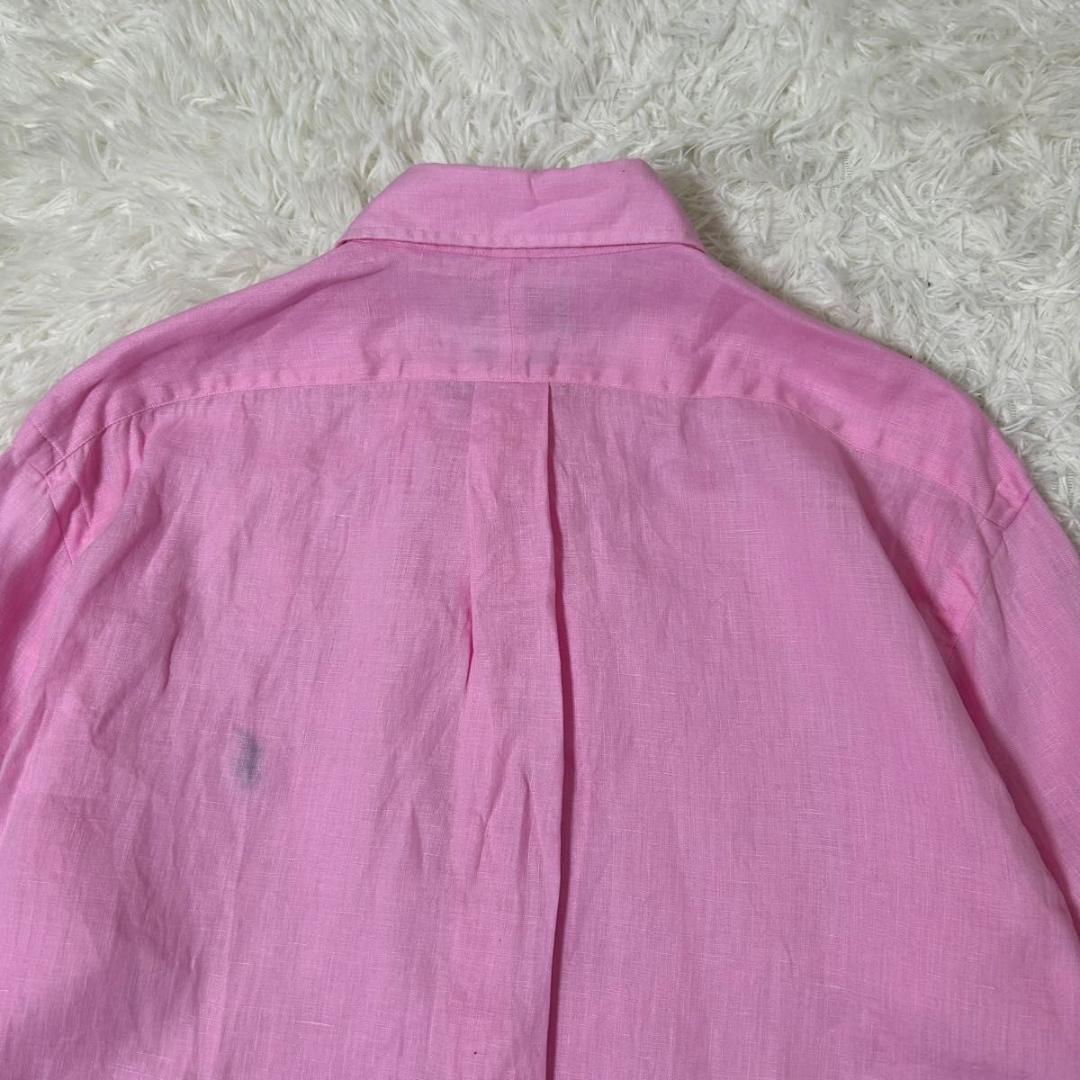 【美品】ポロ ラルフローレン ピンク 長袖 リネンシャツ サイズ オーバーサイズ