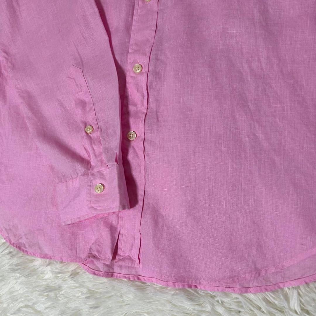 【美品】ポロ ラルフローレン ピンク 長袖 リネンシャツ サイズ オーバーサイズ