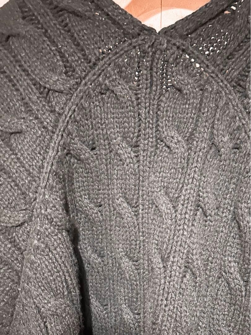 ブラミンク ネイビー ケーブル編み ポンチョ 38