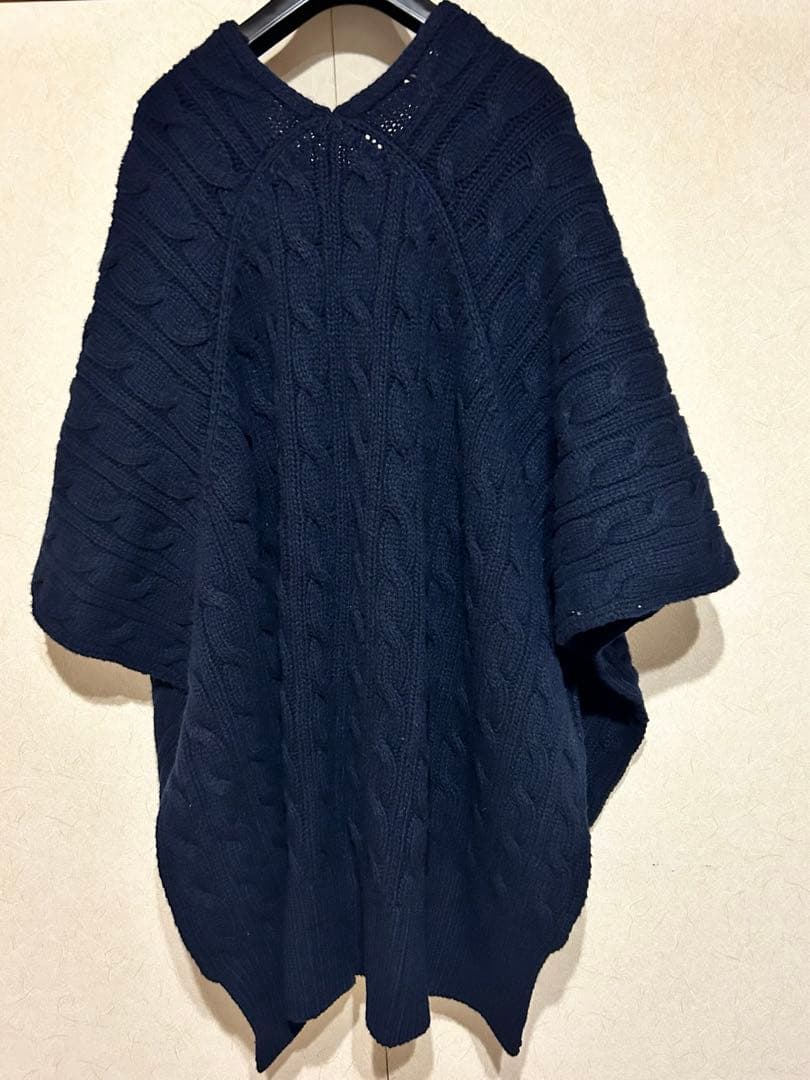 ブラミンク ネイビー ケーブル編み ポンチョ 38
