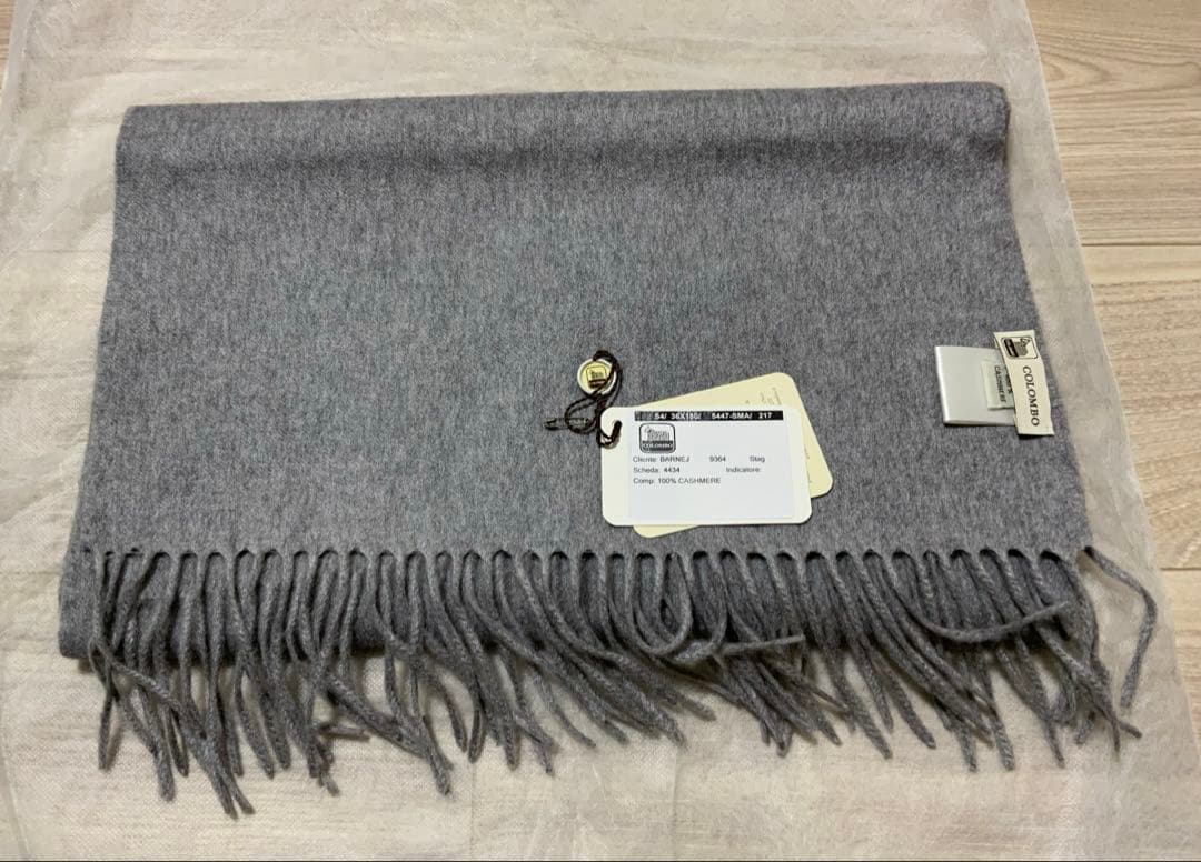 COLOMBO＜コロンボ＞ カシミヤスカーフ（36×180) シルバーグレー