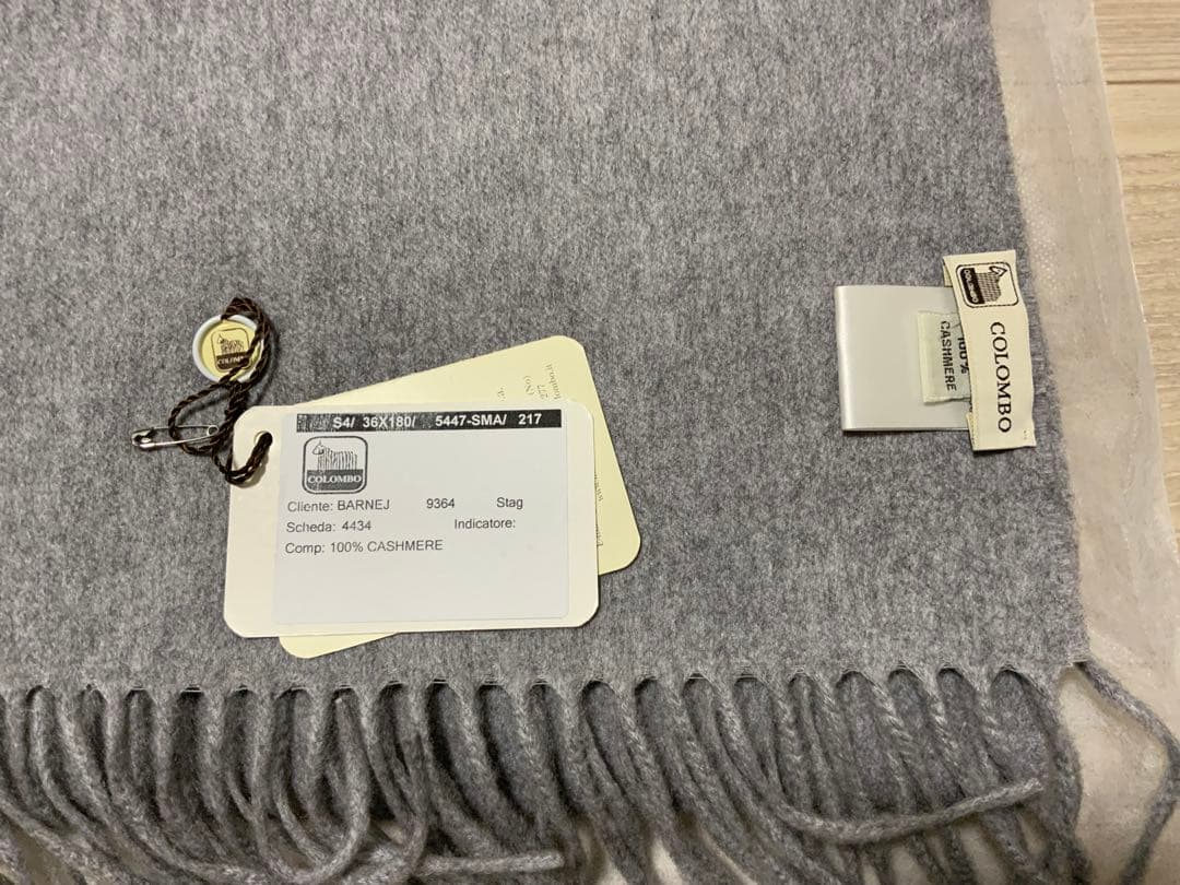 COLOMBO＜コロンボ＞ カシミヤスカーフ（36×180) シルバーグレー