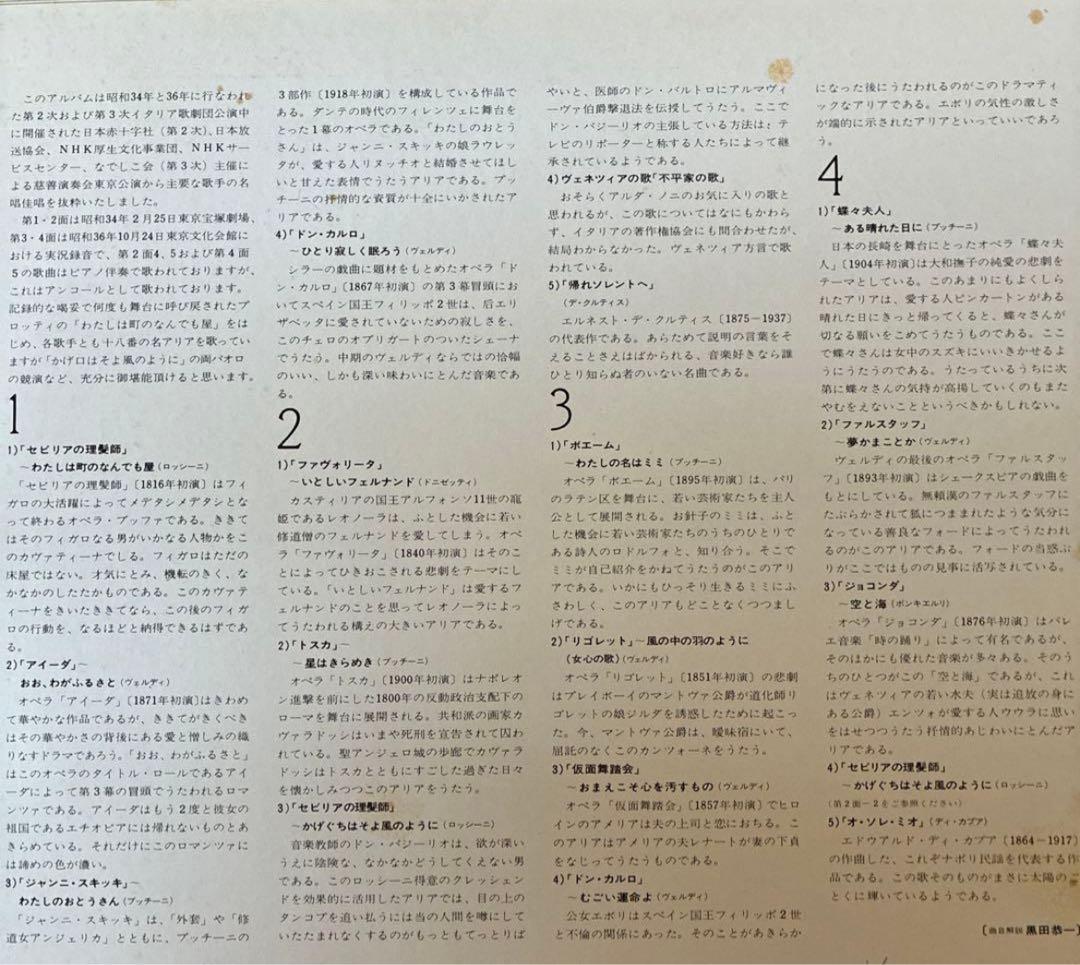 新春セール LP NHKイタリア歌劇団特別演奏会 ライヴ録音 1959-1961