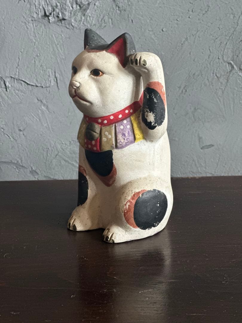 瀬戸焼　土人形　多色 招き猫 置物縁起物　猫　まねきねこ