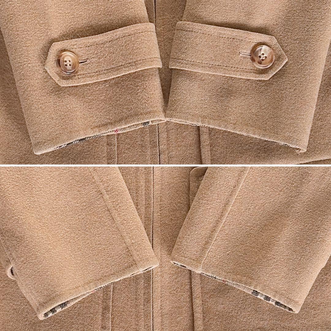 【バーバリーロンドン】カシミヤ混ウール ダブルフェイスフーデットコート キャメル