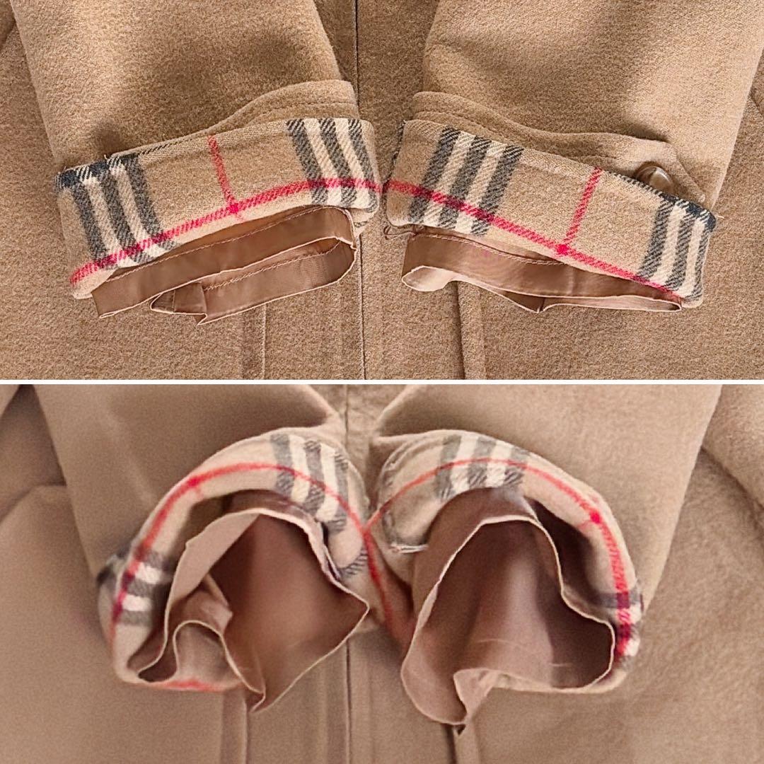 【バーバリーロンドン】カシミヤ混ウール ダブルフェイスフーデットコート キャメル