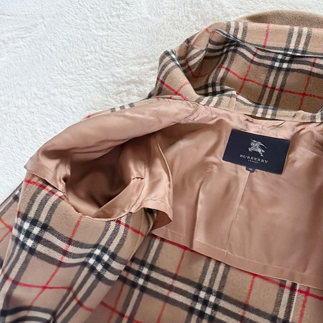 【バーバリーロンドン】カシミヤ混ウール ダブルフェイスフーデットコート キャメル