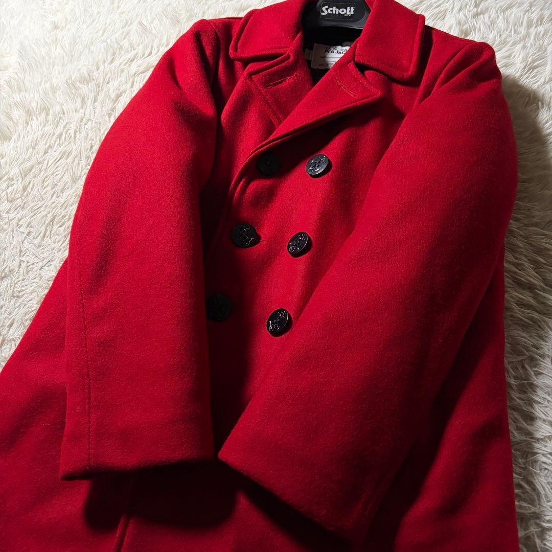 極美品■schott ピーコート　740B キルティング　レッド　20