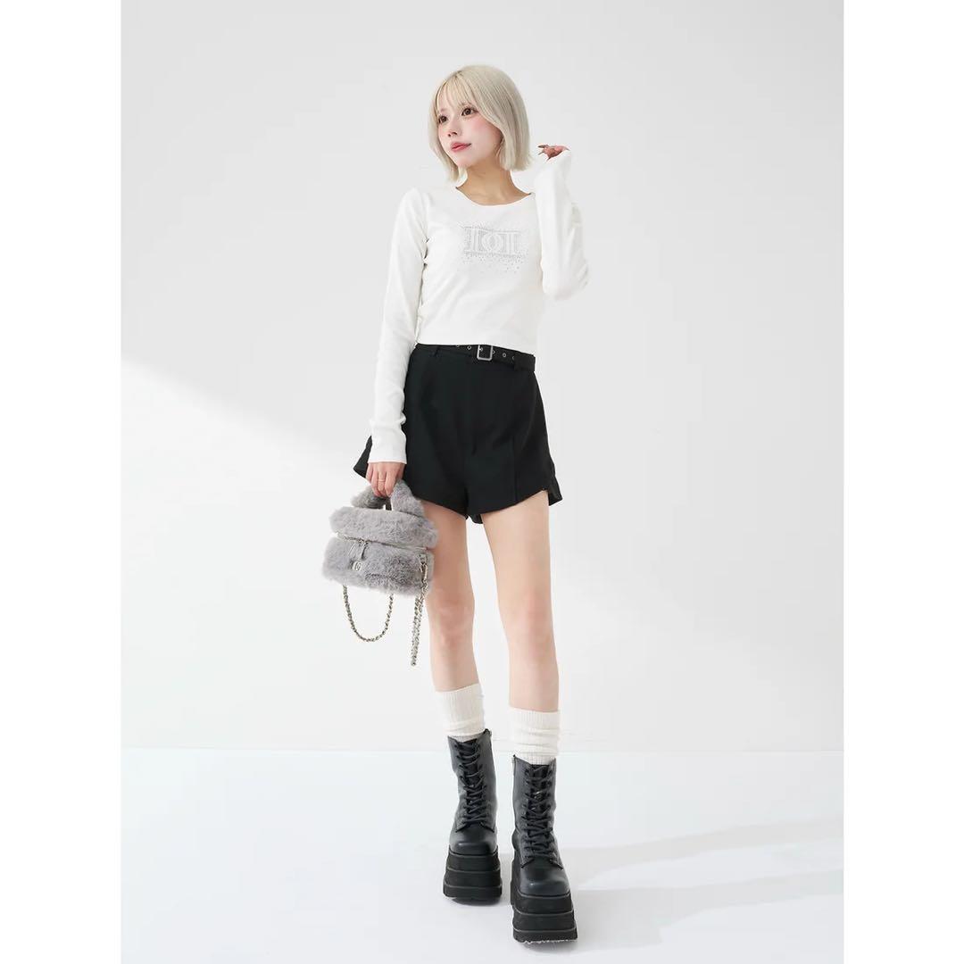 新品タグ付 ダーリッチ シャイニーDDロゴコンパクトロングTシャツ ホワイト