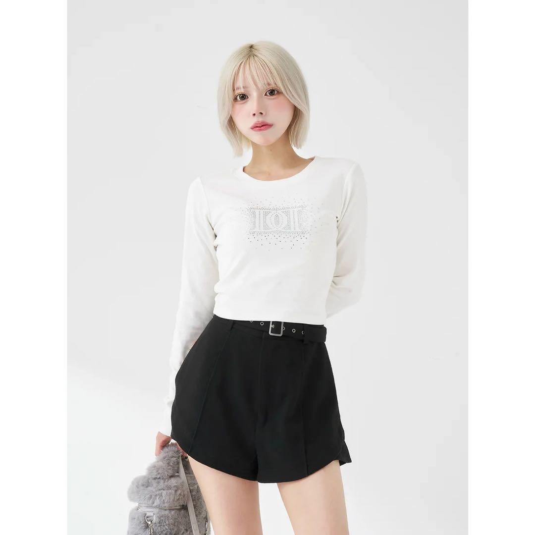 新品タグ付 ダーリッチ シャイニーDDロゴコンパクトロングTシャツ ホワイト