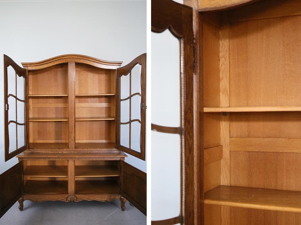 フランスアンティークルイ15世様式キャビネット/本棚/食器棚/飾り棚(90-97