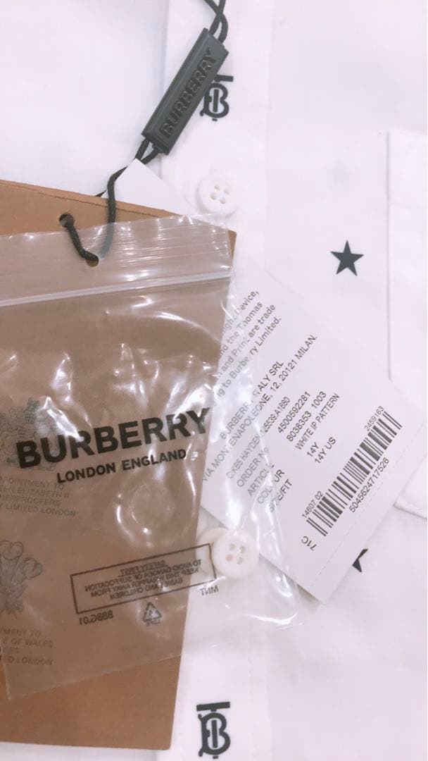 Burberry キッズ　14Y バーバリー　カットソー　総柄　TBロゴ