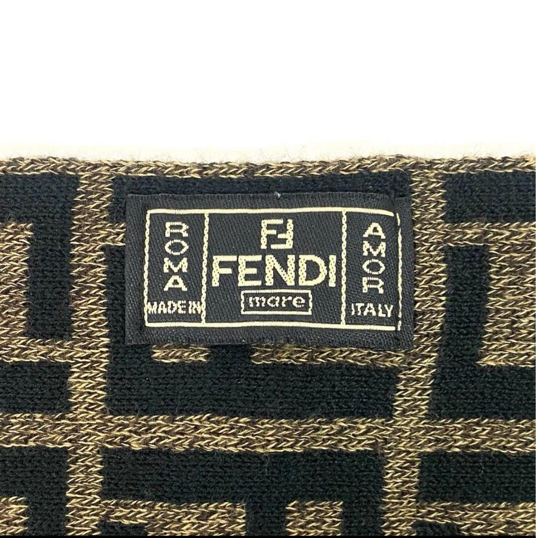 FENDI マフラー　正規品　ズッカ柄マフラーブラウン　ブラック　総柄フェンディ