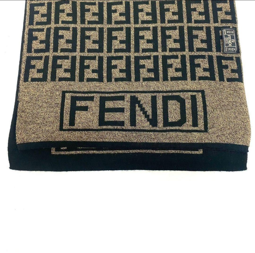 FENDI マフラー　正規品　ズッカ柄マフラーブラウン　ブラック　総柄フェンディ