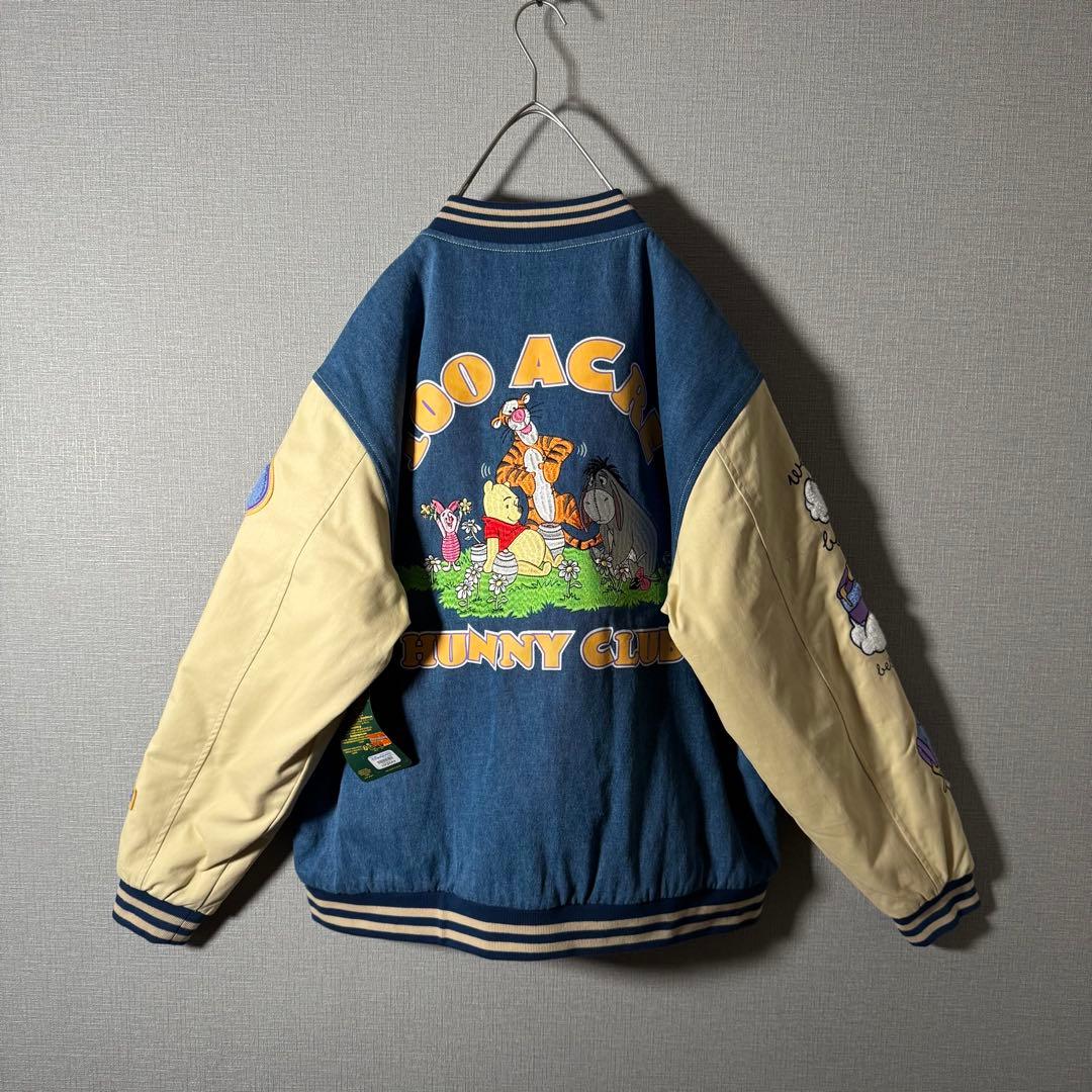 【新品・タグ付き】香港Disney プーさん 刺繍 スタジャン アームロゴ L