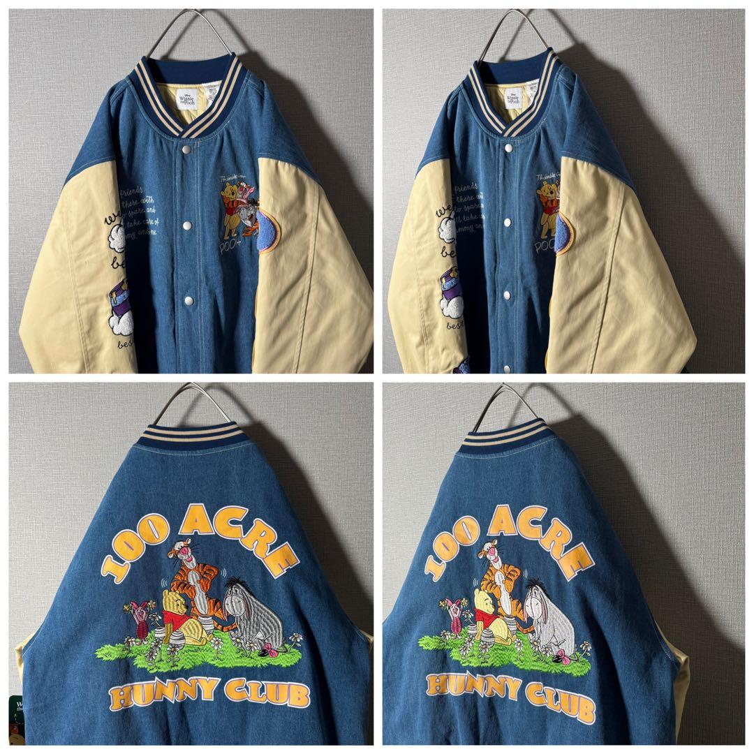 【新品・タグ付き】香港Disney プーさん 刺繍 スタジャン アームロゴ L
