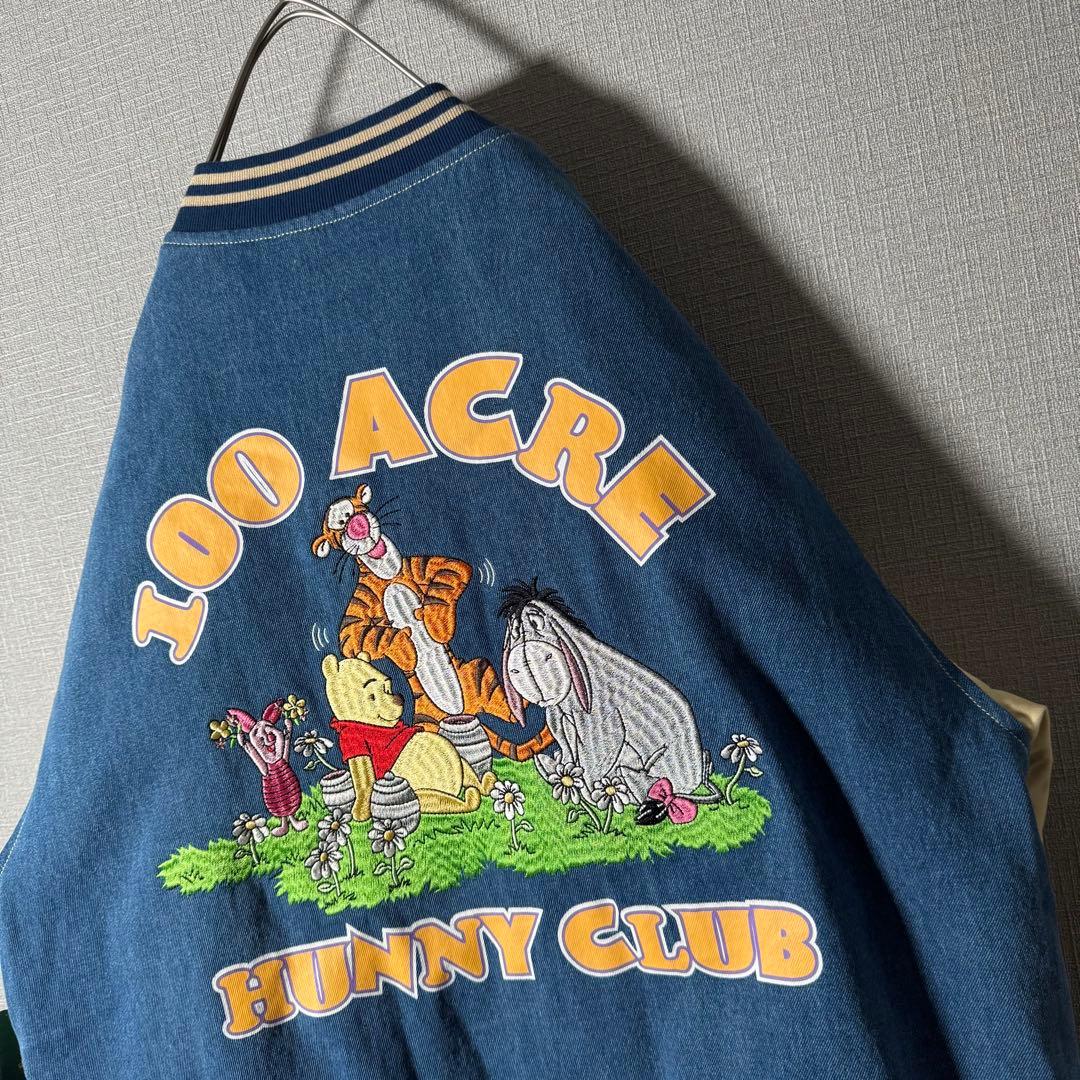 【新品・タグ付き】香港Disney プーさん 刺繍 スタジャン アームロゴ L