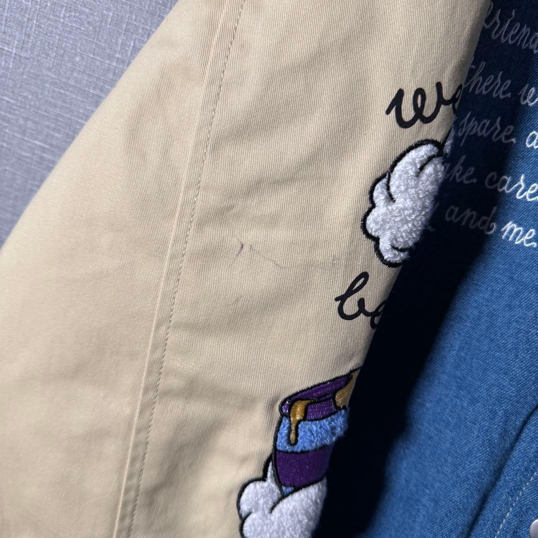 【新品・タグ付き】香港Disney プーさん 刺繍 スタジャン アームロゴ L