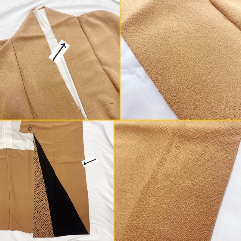 509mh2●紫籐尚世 脈 訪問着 キャメル色 布合わせ 襦袢袖付●状態良好