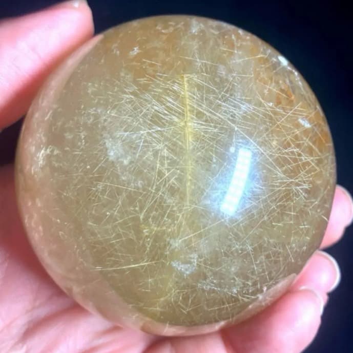 超大玉　61mm ゴールドルチルクォーツ　丸玉　スフィア　金針水晶