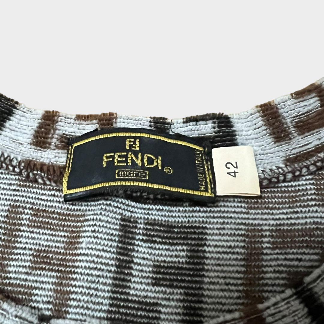 美品 フェンディ ワンピース ズッカ柄 コットン ブラウン 42