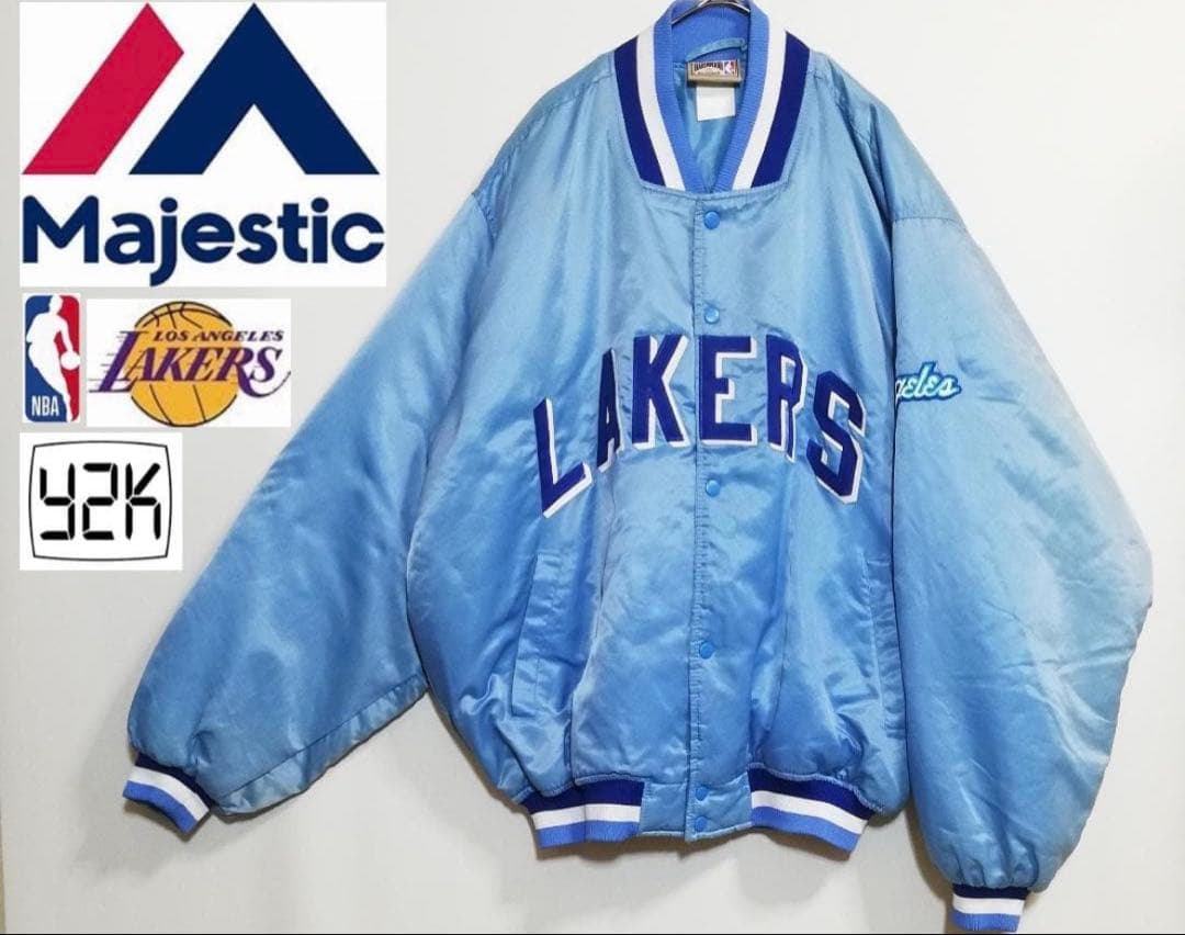 Majestic Los Angeles Lakers スタジャン 水色