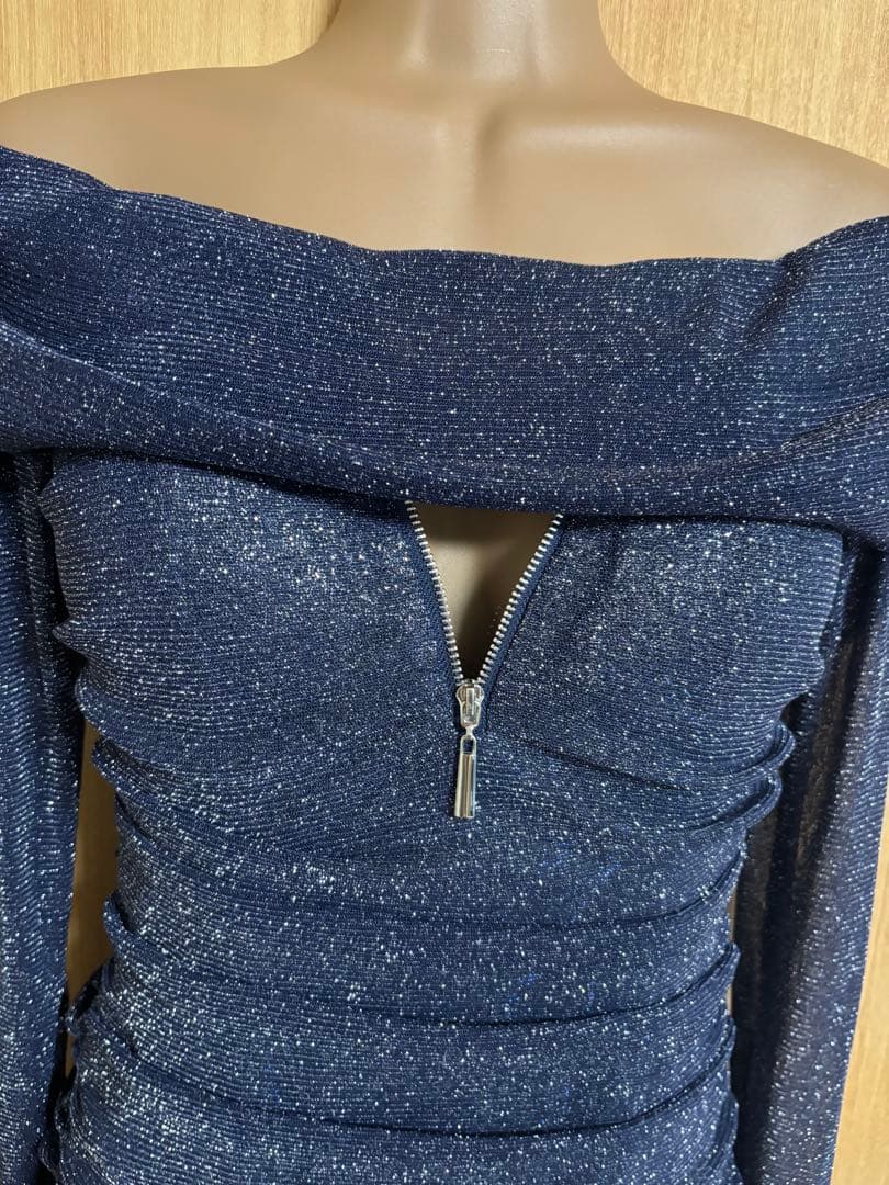 V863＊ロングスリーブラメニットドレスnvM