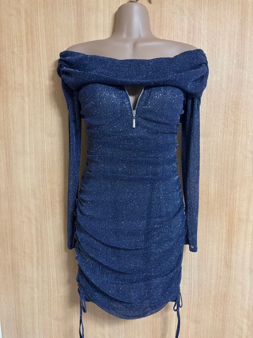 V863＊ロングスリーブラメニットドレスnvM